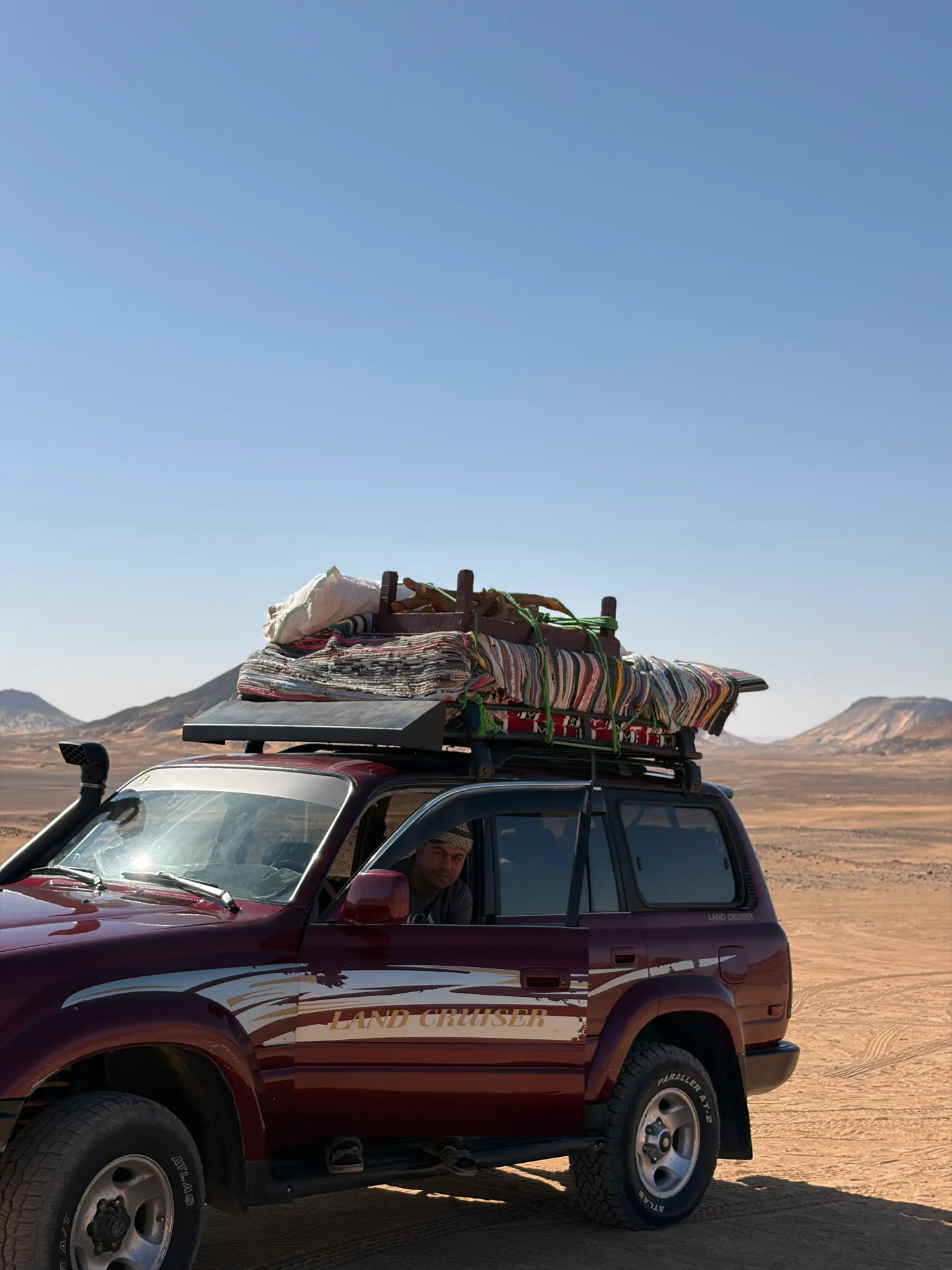 Elzaghandi Group four wheel drive vehicle prepared for the Bahariya Oasis and White Desert eclipse expedition