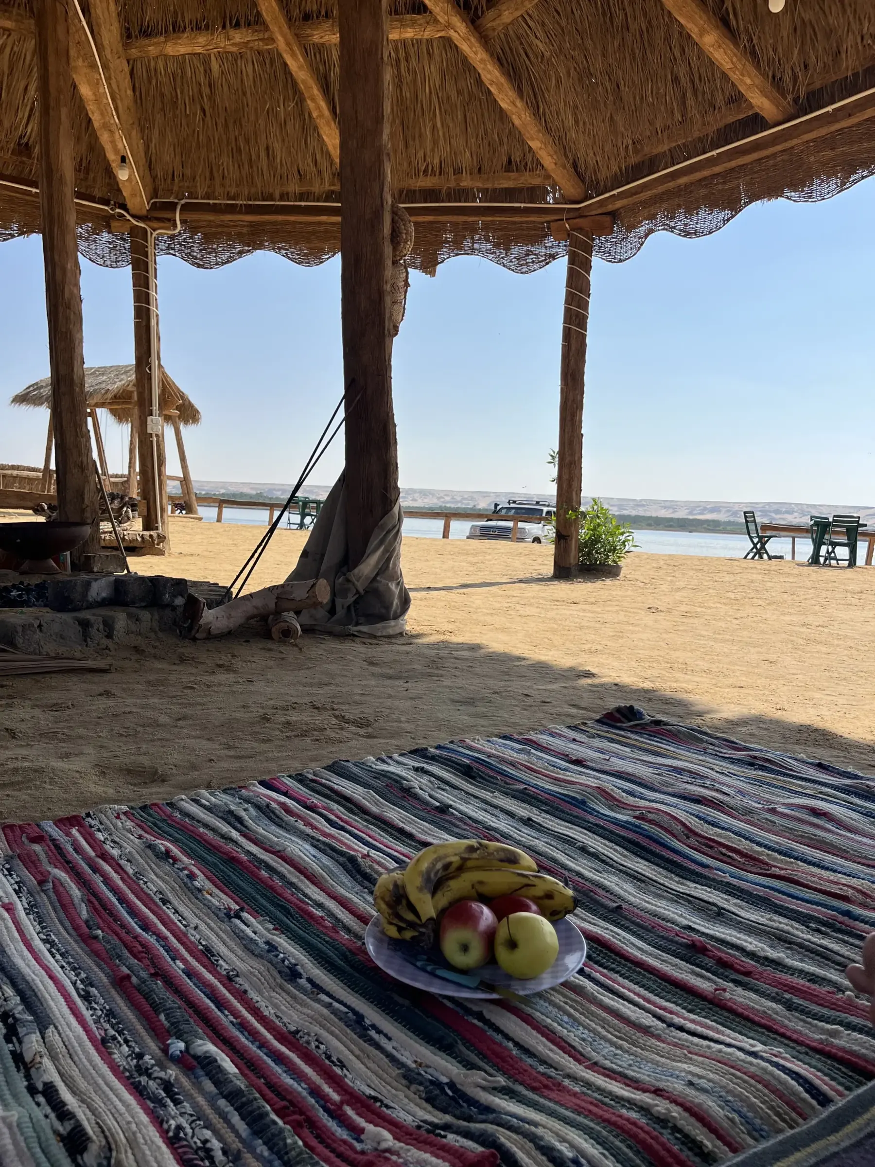 Bahariya Oasis lake and Bedouin seating during the four day total solar eclipse tour in Egypt