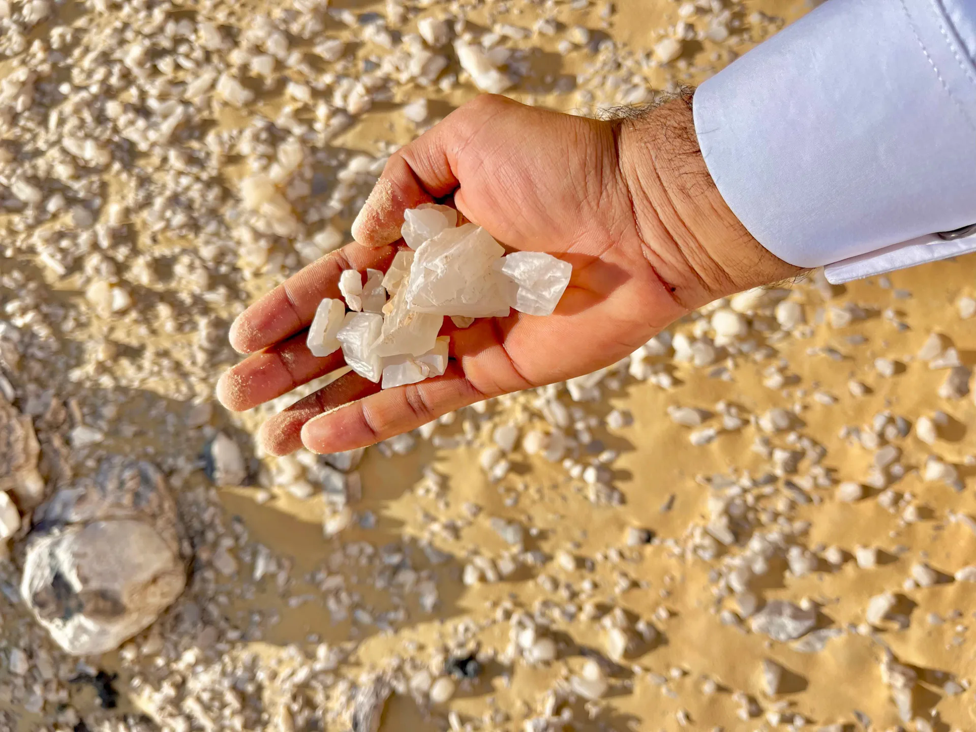 Quartz formations at Crystal Mountain on the four day Bahariya and White Desert eclipse tour 2027