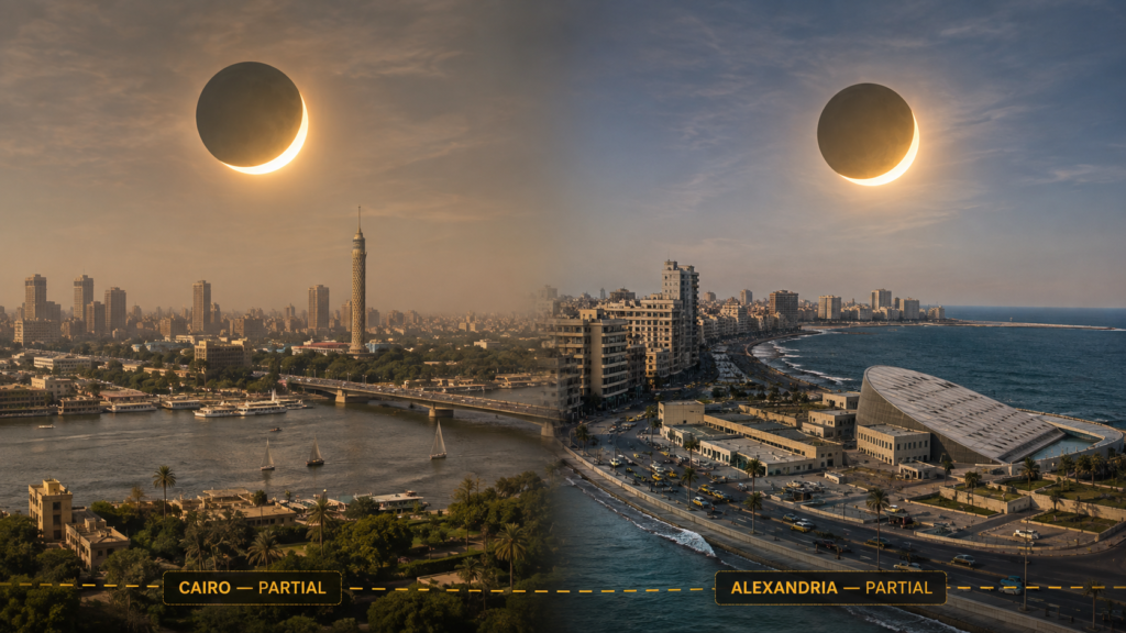 Cairo & Alexandria on Eclipse Day Why You’ll Only See a Partial Eclipse