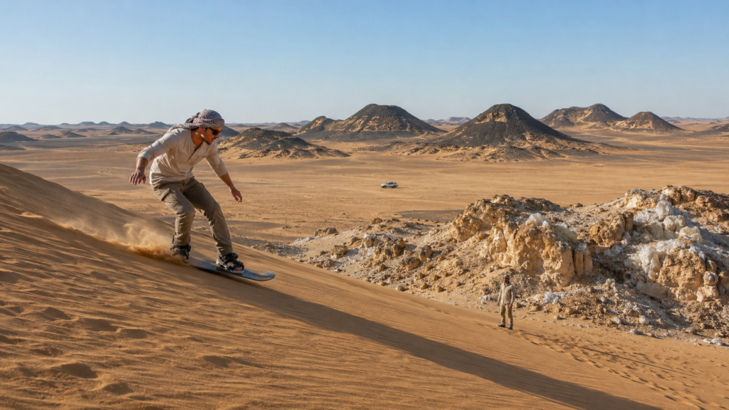 White Desert Adventures: Sandboarding, Crystal Mountain & the Black Desert